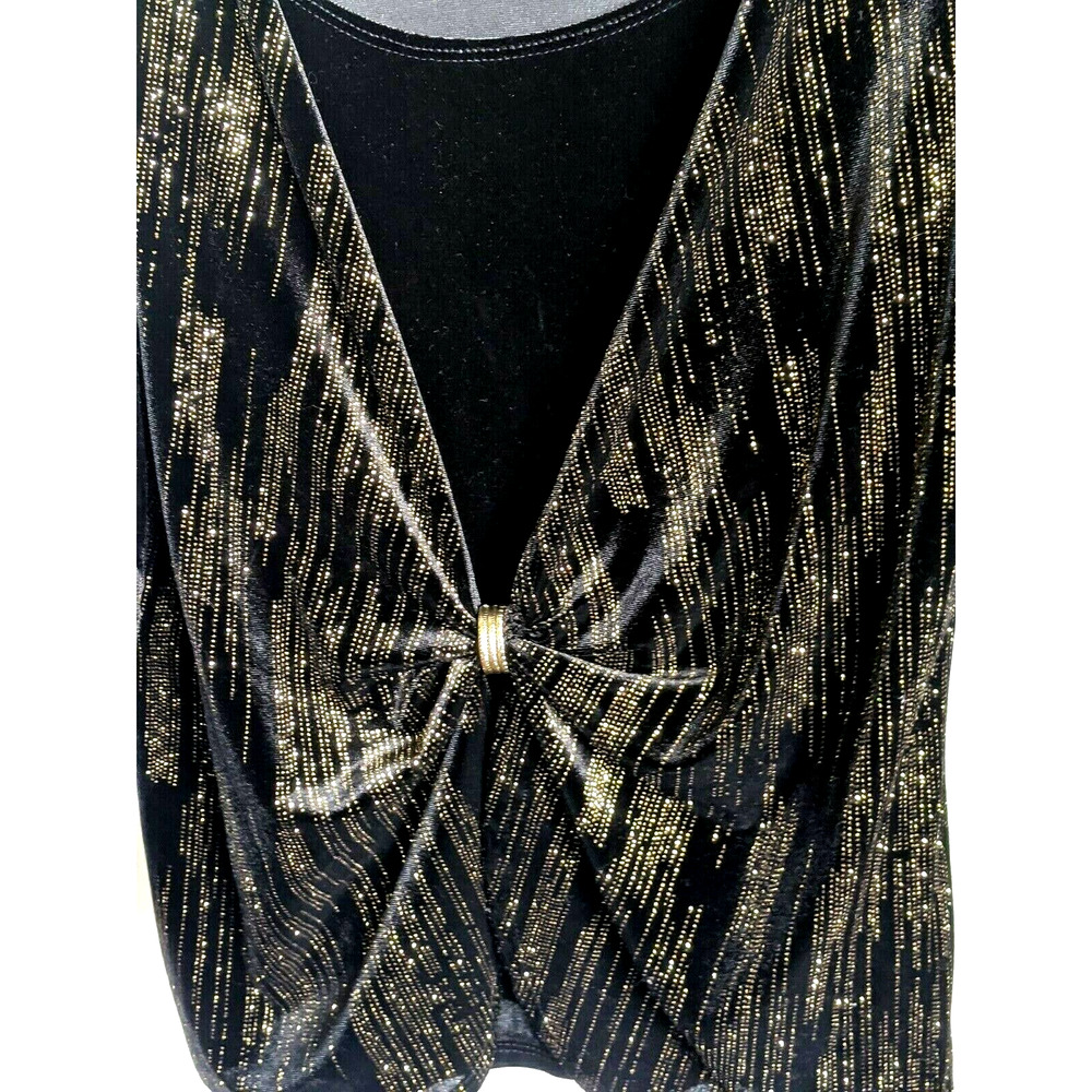Notations Petite Top Black Soft Metallic Gold NEW - Picture 2 of 8